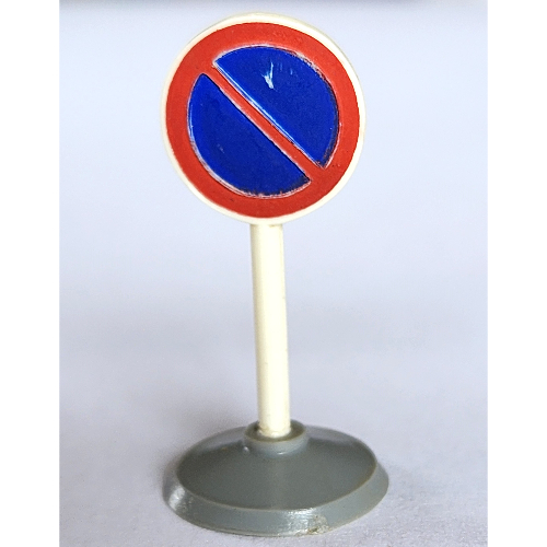 Lego Road Sign Old Round with No Parking Blue Print & Type 1 Base