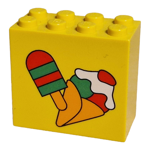 Lego Brick 2 x 4 x 3 with Popsicle and Ice Cream Cone Print