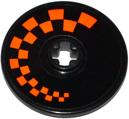 Lego Technic, Disk 3 x 3 with Orange Checkered Pattern Model Right Side (Sticker) - Set 42048