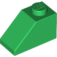Lego Brick Sloped 45° 2 x 1 with Bottom Pin / Green