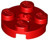 Lego Plate, Round 2 x 2 with Axle Hole / Red