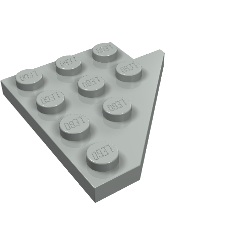 Lego Wedge Plate 4 x 4 Wing Left / Light Gray