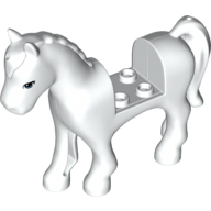 Lego Animal, Horse with 2 x 2 Cutout, Blue Eyes Print / White