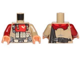 Lego Torso SW Baze Malbus Armor Pattern / Dark Tan Arm Left / Dark Red Arm Right / Nougat Hands