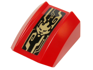 Lego Slope, Curved 2 x 2 Lip with Gold Kai Symbol and Mechanical Lines Pattern (Sticker) - Set 70736