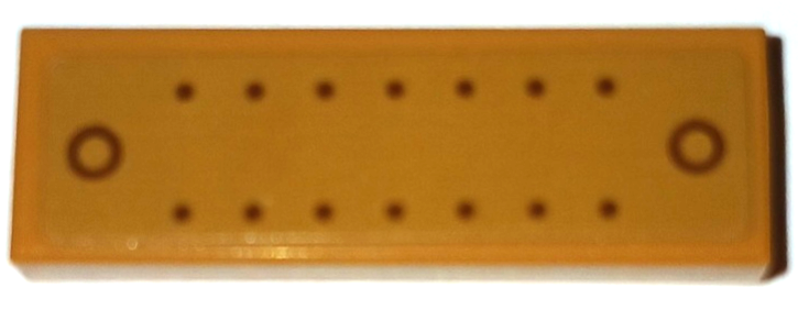 Lego Tile 1 x 3 with Reddish Brown Dots and Circles Pattern (Sticker) - Set 76261 / Medium Nougat