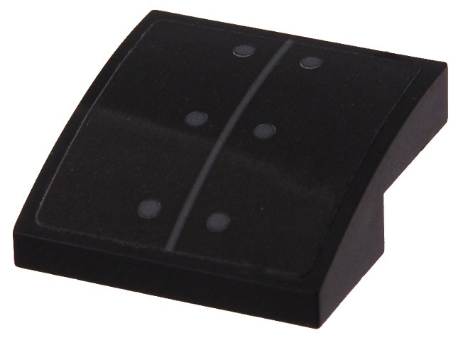 Lego Slope, Curved 2 x 2 x 2/3 with Dark Bluish Gray Line and Rivets Pattern (Sticker) - Set 70917 / Black