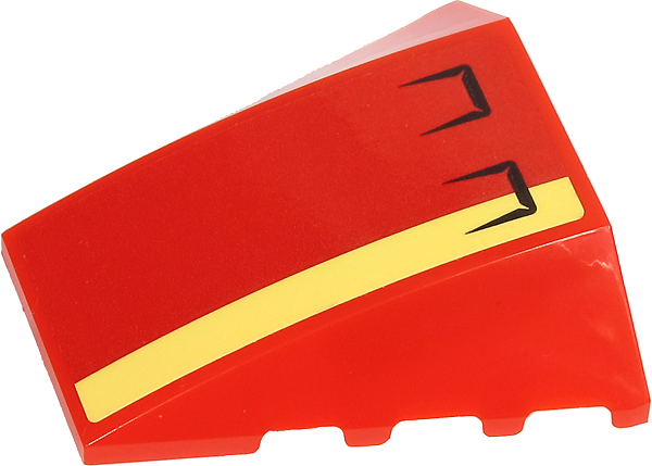 Lego Wedge 4 x 4 Triple Curved No Studs with Bright Light Yellow Stripe, Black Vents Pattern (Sticker) - Set 60271 / Red