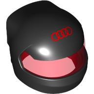 Lego Helmet, Formula 1 with Trans-Red Visor pattern with Red Audi Logo print