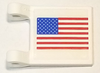 Lego Flag 2 x 2 Square with Flat Edge with United States Flag Pattern on Both Sides (Stickers) - Set 10029 / White