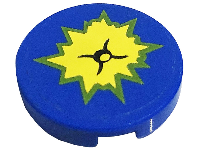 Lego Tile, Round 2 x 2 with Bottom Stud Holder with Button on Cushion Pattern (Sticker) - Set 41231 / Blue