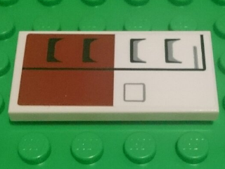 Lego Tile 2 x 4 with SW White and Dark Red Tank Armor Pattern Model Left (Sticker) - Set 75182 / White