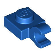 Lego Plate Special 1 x 1 with Clip Horizontal [Thick Open O Clip] / Blue