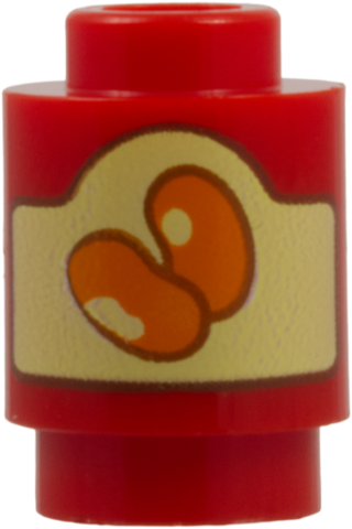 Lego Brick, Round 1 x 1 with Orange Jelly Beans with Dark Orange Outlines on Bright Light Yellow Label with Reddish Brown Outline Pattern