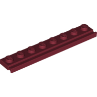 Lego Plate Special 1 x 8 with Door Rail / Dark Red