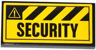 Lego Tile 2 x 4 with Danger Stripes and 'SECURITY' Pattern (Sticker) - Set 4207