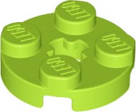 Lego Plate, Round 2 x 2 with Axle Hole / Lime