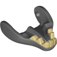 Lego Creature Body Part, Warg Lower Jaw with Tan Teeth Print / Dark Bluish Gray