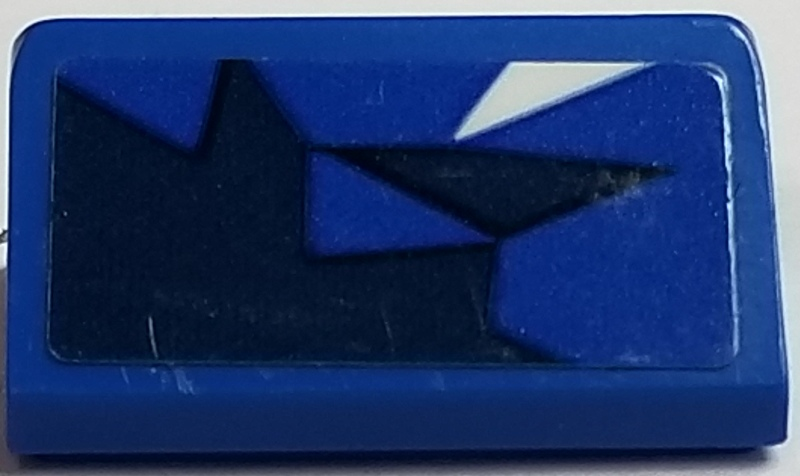 Lego Slope 30 1 x 2 x 2/3 with Dark Blue and White Abstract Triangular Shapes on Blue Background Pattern Model Right Side (Sticker) - Set 75885
