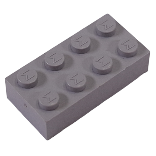 Lego Modulex Brick 2 x 4 with M on Studs / Modulex Light Gray