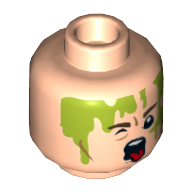 Lego Minifig Head Dr Peter Venkman, Dual Sided, Confused / Slimed with Tongue Print [Hollow Stud] / Light Nougat