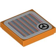 Lego Tile 2 x 2 with Steering Wheel and Barcode Print (Sticker)