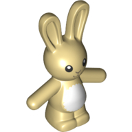 Lego Animal, Rabbit / Bunny with Face and White Fur Print / Tan