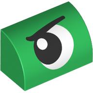 Lego Brick Curved 1 x 2 x 1 No Studs with Eye, Looking Left, Angry Print