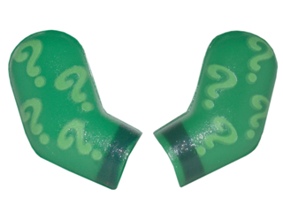 Lego Arm, (Matching Left and Right) Pair with Bright Green Question Marks and Dark Green Cuffs Pattern / Green