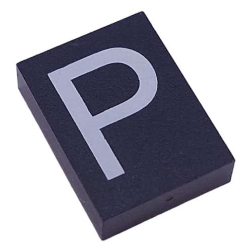Lego Modulex Tile 3 x 4 with White 'P' Print, without Internal Supports