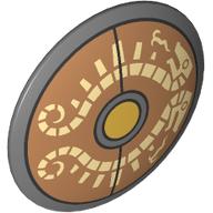Lego Shield Round Bowed with Tan Decorations on Medium Nougat Field Print