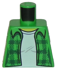 Lego Torso Plaid Flannel Shirt Female over White T-Shirt Pattern / Bright Green
