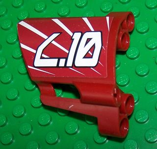 Lego Technic, Panel Fairing #23 Large Short, Small Hole, Side B with Stylized White 'L.10' Pattern (Sticker) - Set 8102
