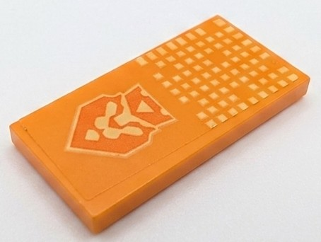 Lego Tile 2 x 4 with Bright Light Yellow Squares and Crowned Lion Head Pattern Model Right Side (Sticker) - Set 70357