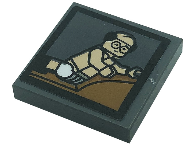 Lego Tile 2 x 2 with George Louis Costanza Minifigure Posing in Underwear Pattern (Sticker) - Set 21328