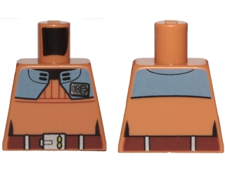 Lego Torso SW Rebel Officer Jacket, Dark Bluish Gray Shoulder Plates, Reddish Brown Belt Pattern / Medium Nougat