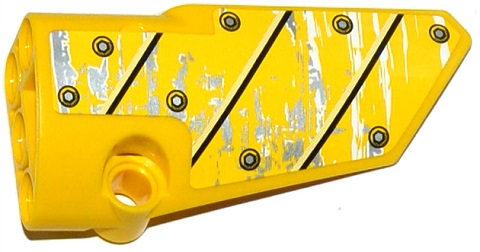 Lego Technic, Panel Fairing # 4 Small Smooth Long, Side B with Black Lines, 8 Bolts and White and Silver Spatters Pattern (Sticker) - Set 42028