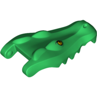 Lego Animal Body Part, Alligator / Crocodile Head Upper Jaw with Yellow Eyes Print / Green