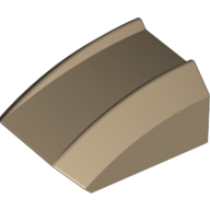 Lego Brick Curved 2 x 2 with Lip, No Studs / Dark Tan