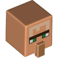 Lego Minifig Head Special, Cube with Nose and Minecraft Villager Face Print / Nougat