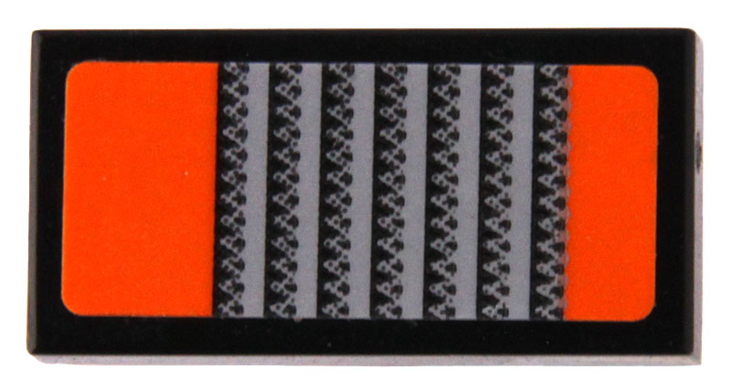 Lego Tile 1 x 2 with Silver Grille on Orange Background Pattern (Sticker) - Set 42204 / Black