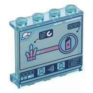 Lego Panel 1 x 4 x 3 with Computer Screen, Crystal, Battery Print