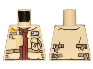 Lego Torso SW Jacket with Dark Tan Belts and Reddish Brown Undershirt Pattern (Rebel Trooper) / Tan