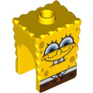 Lego Minifig Head Special, SpongeBob with Half-Open Eyes Print / Yellow