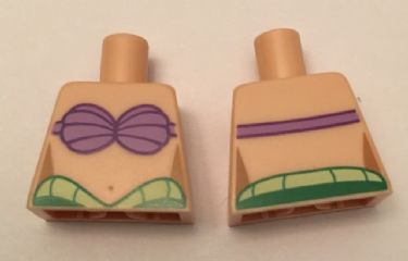 Lego Torso Mermaid Medium Lavender Shell Bra, Navel, and Green and Yellow Waist Pattern / Light Nougat