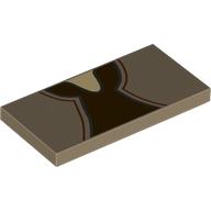 Lego Tile 2 x 4 with Dark Brown Jedi Robe Print / Dark Tan