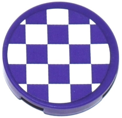 Lego Tile, Round 2 x 2 with Bottom Stud Holder with Dark Purple and White Checkered Pattern (Sticker) - Set 41129 / Dark Purple