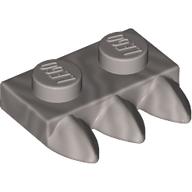 Lego Plate Special 1 x 2 with Three Teeth [Tri-Tooth] / Flat Silver