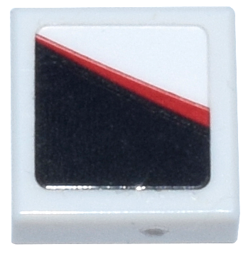 Lego Tile 1 x 1 with Red Stripe and Black Panel Pattern Model Right Side (Sticker) - Set 77250