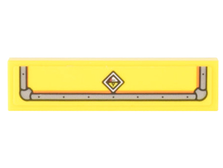 Lego Tile 1 x 4 with Light Bluish Gray Reinforced Container Edges and Diamond Radioactive Symbol Pattern (Sticker) - Set 10300 / Yellow